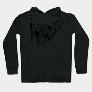 Elephant Family in Procession | African Wildlife Hoodie